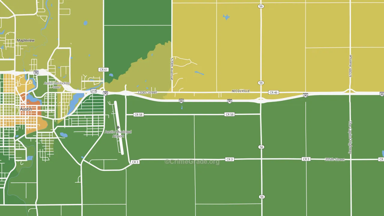 Nicolville, MN Map of Drug-Related Crime Rates