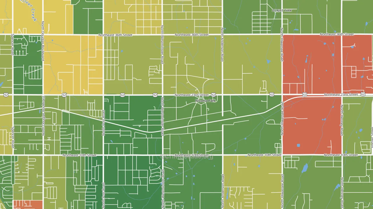 Nicoma Park, OK Map of Drug-Related Crime Rates