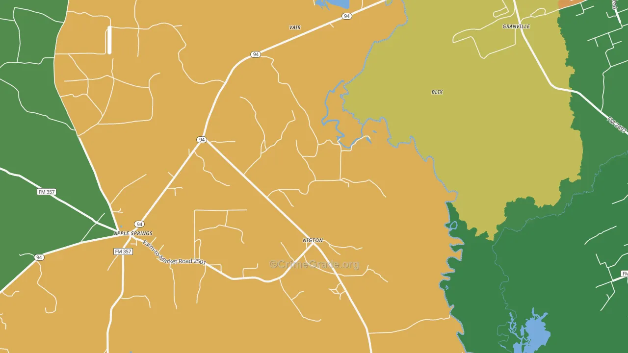 Nigton, TX Map of Drug-Related Crime Rates