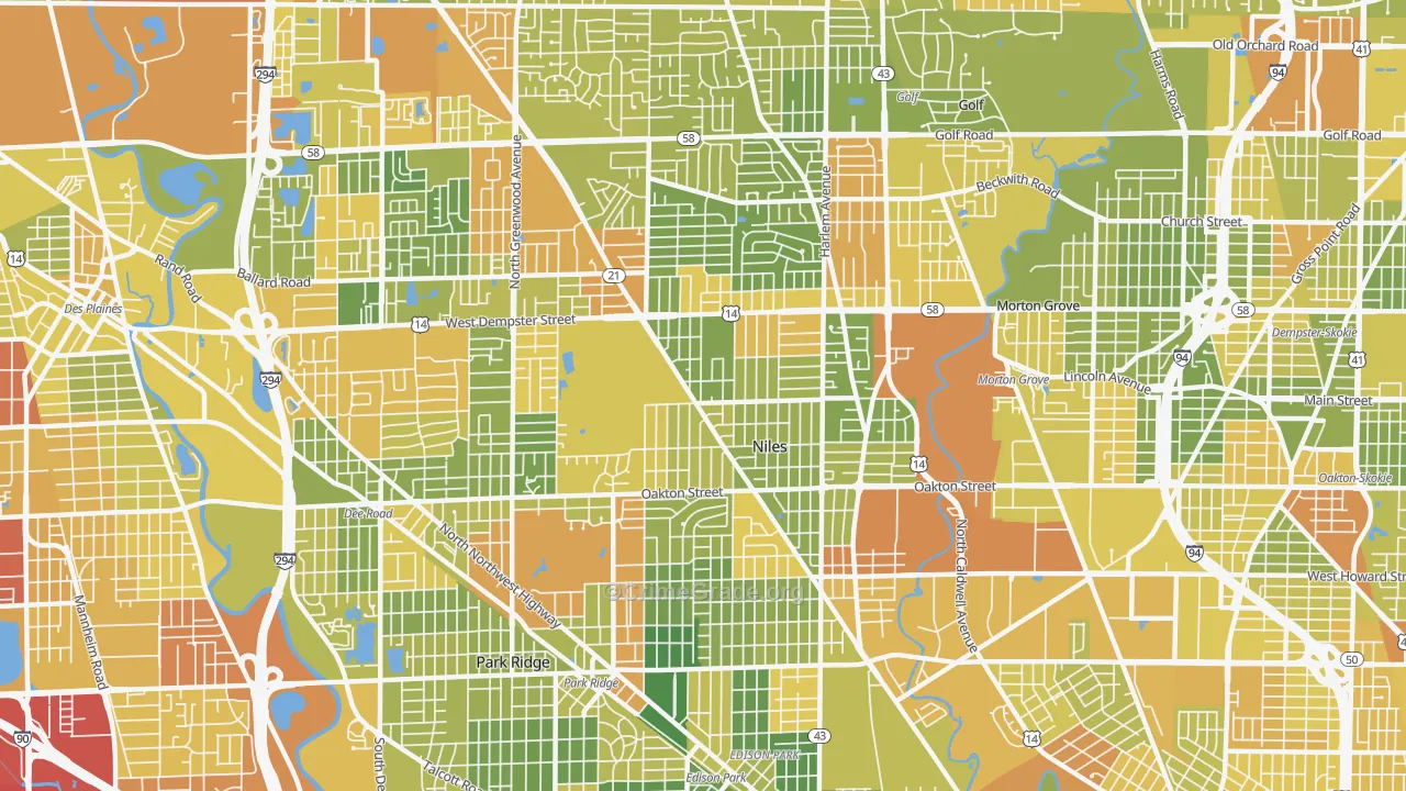 Niles, IL Map of Drug-Related Crime Rates
