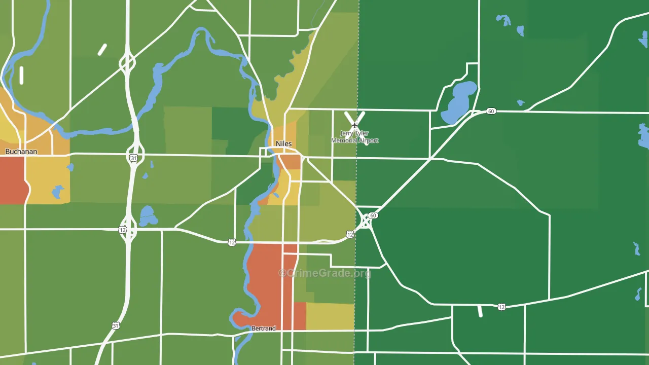 Niles, MI Map of Drug-Related Crime Rates