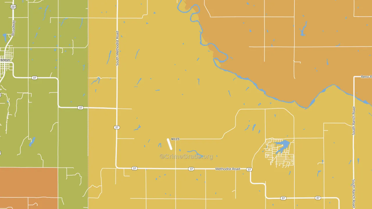 Niles, OK Map of Drug-Related Crime Rates