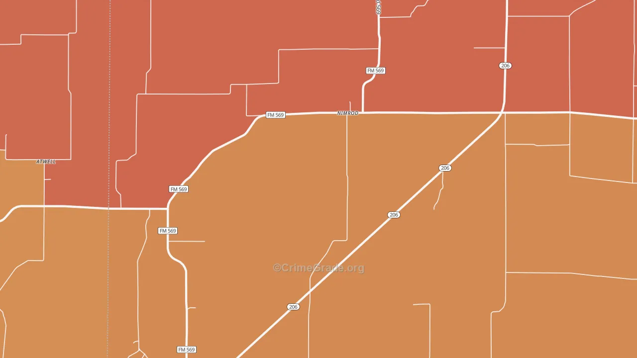 Nimrod, TX Map of Drug-Related Crime Rates