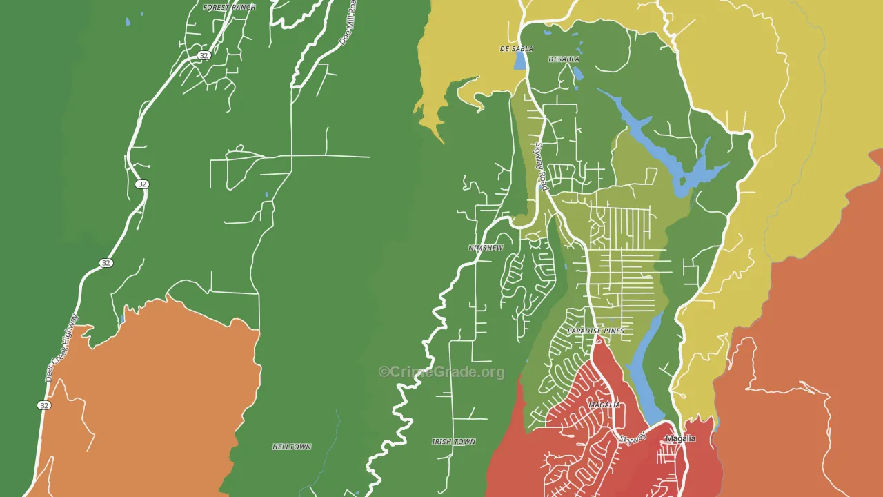 Nimshew, CA Map of Drug-Related Crime Rates