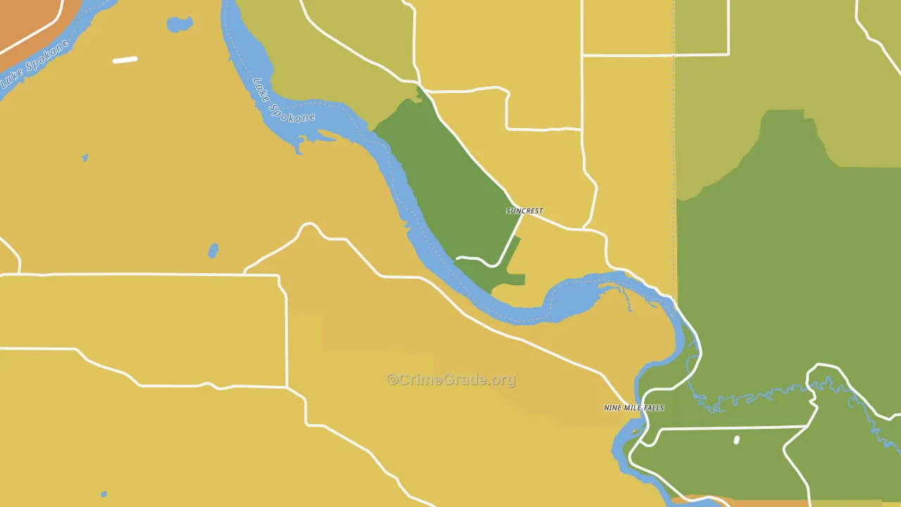 Nine Mile Falls, WA Map of Drug-Related Crime Rates