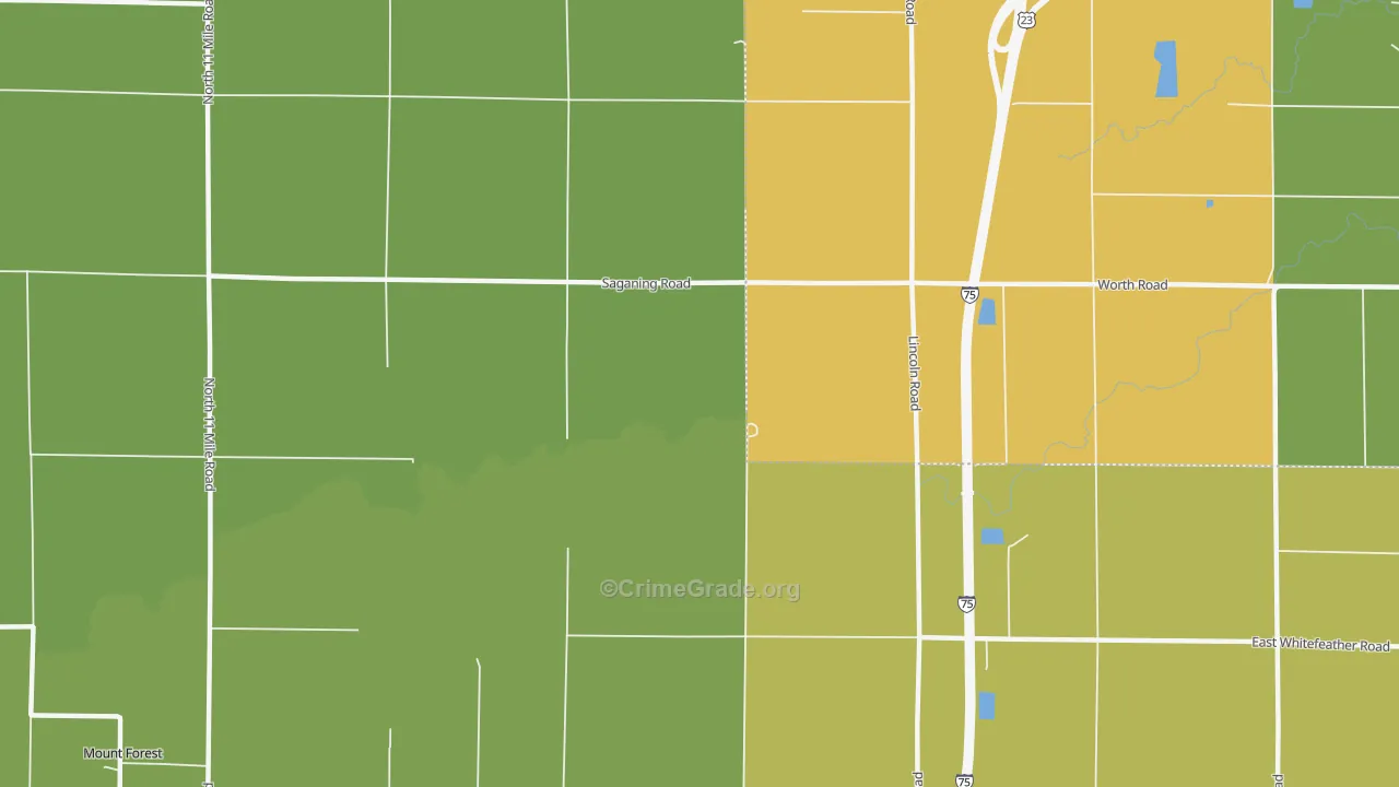 Nine Mile, MI Map of Drug-Related Crime Rates