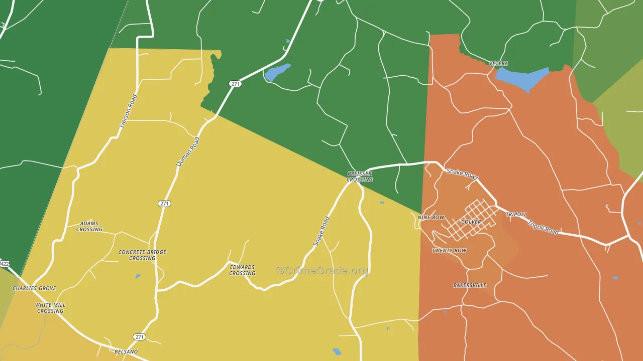 Nine Row, PA Map of Drug-Related Crime Rates