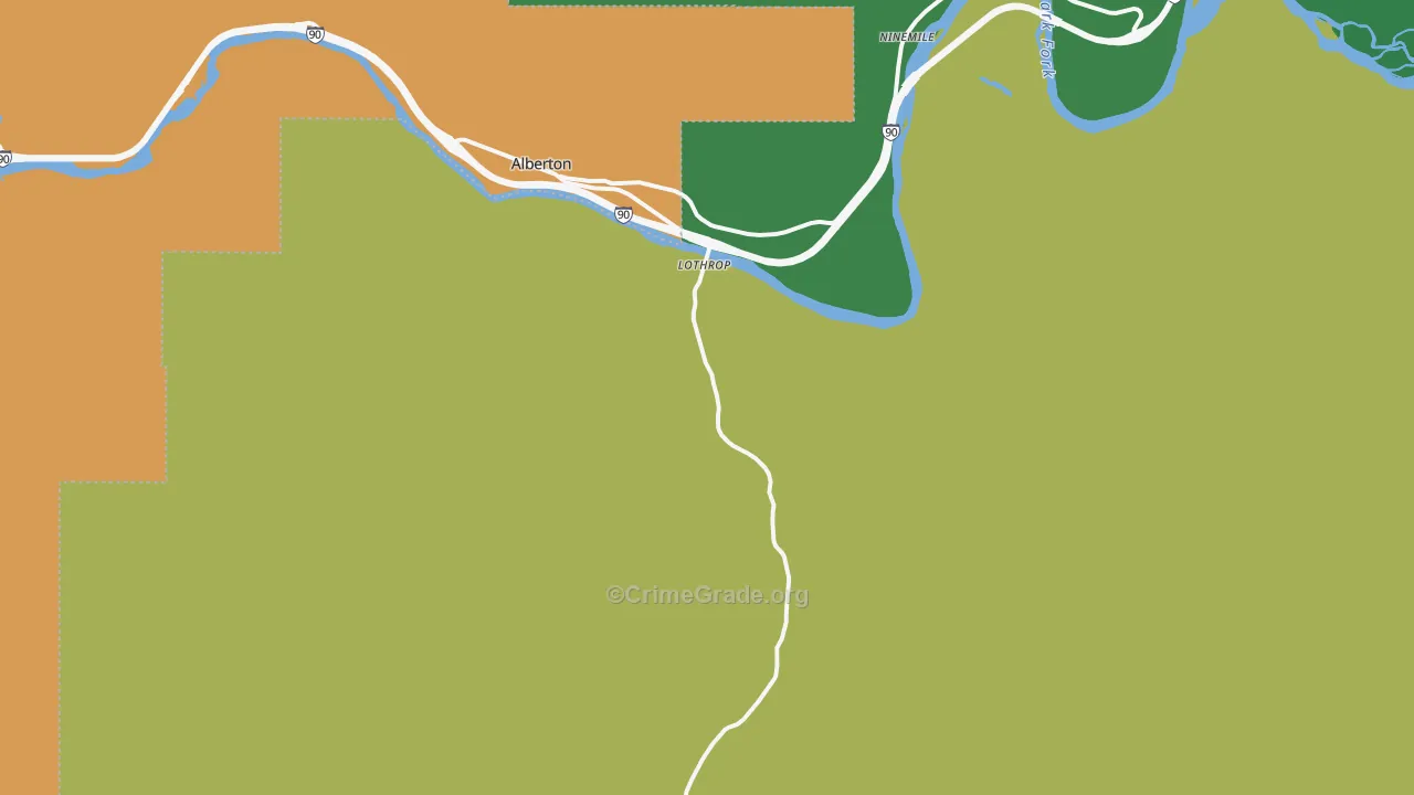 Ninemile, MT Map of Drug-Related Crime Rates