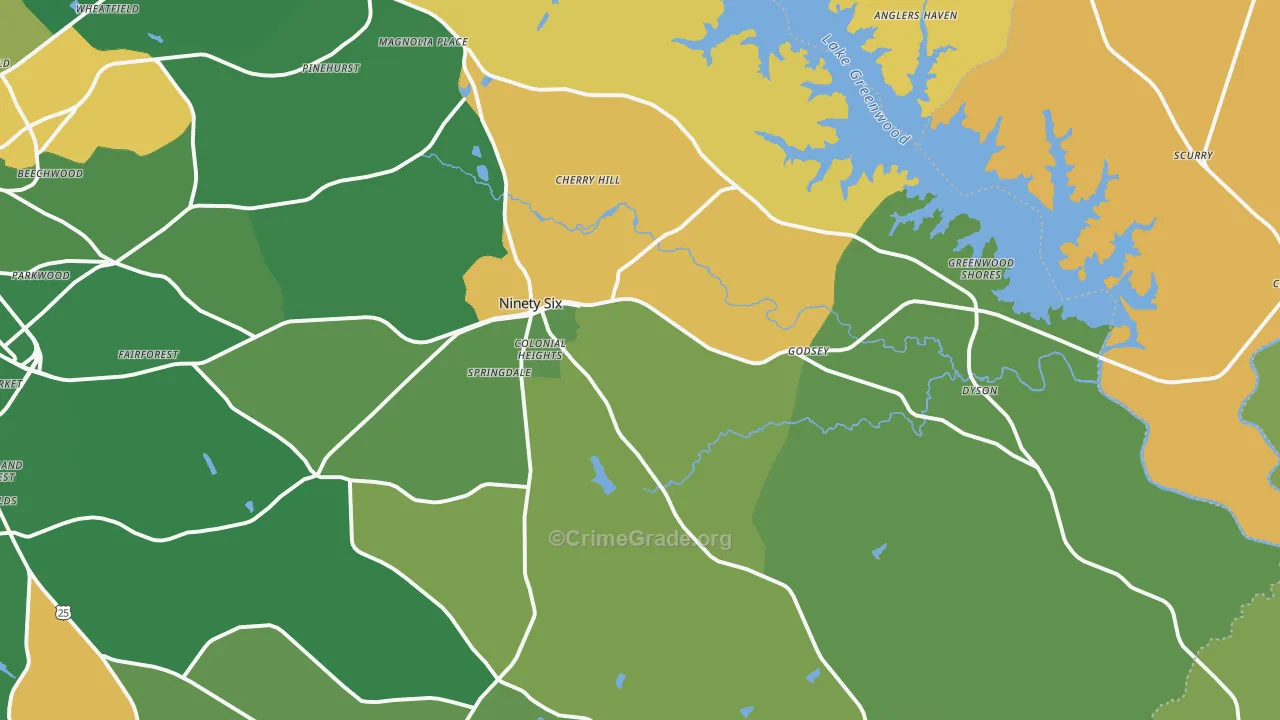 Ninety Six, SC Map of Drug-Related Crime Rates