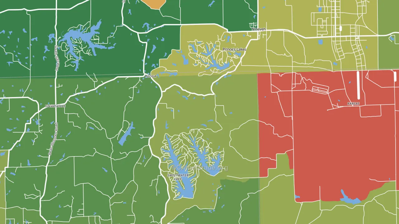 Nineveh, IN Map of Drug-Related Crime Rates