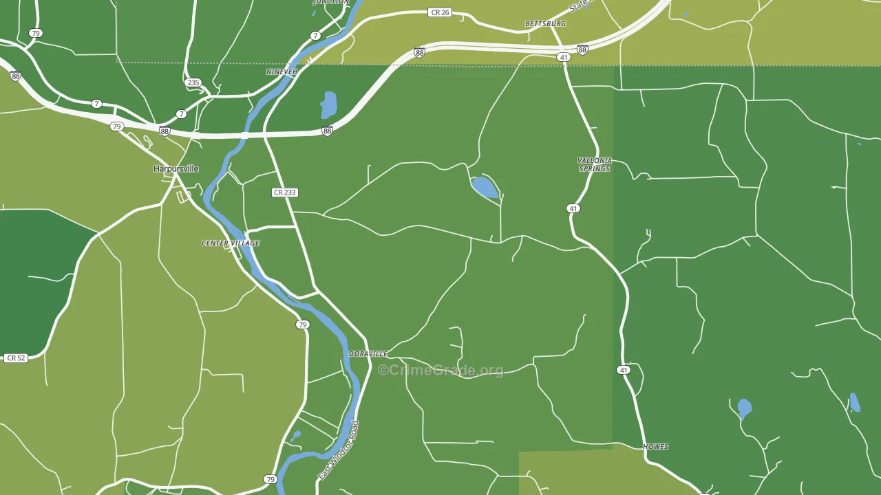 Nineveh, NY Map of Drug-Related Crime Rates