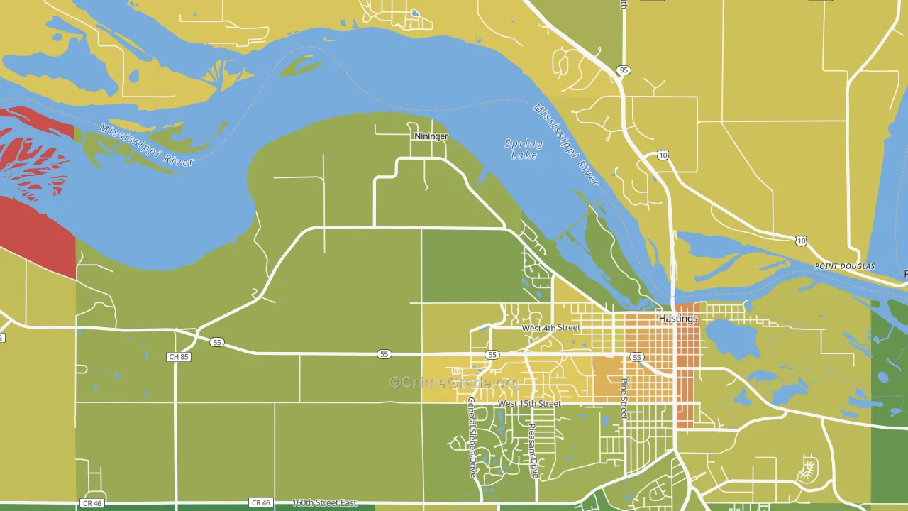 Nininger, MN Map of Drug-Related Crime Rates