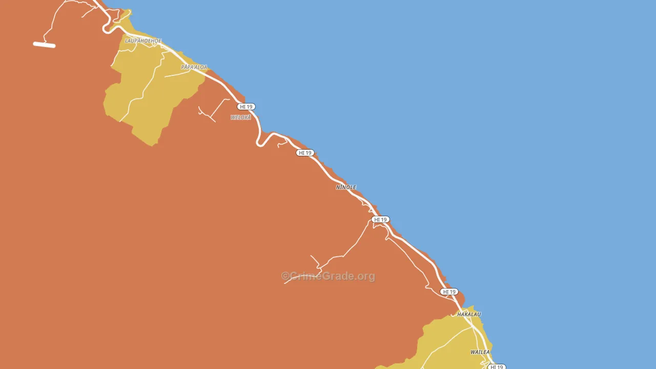 Ninole, HI Map of Drug-Related Crime Rates