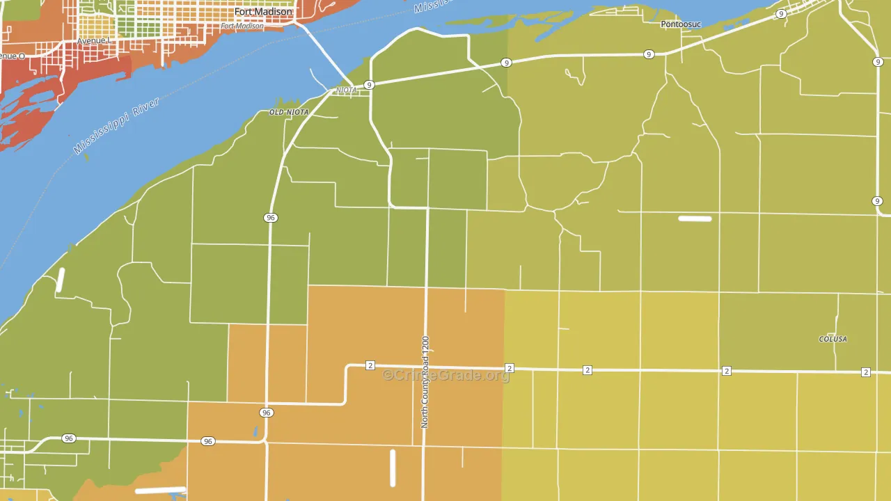 Niota, IL Map of Drug-Related Crime Rates