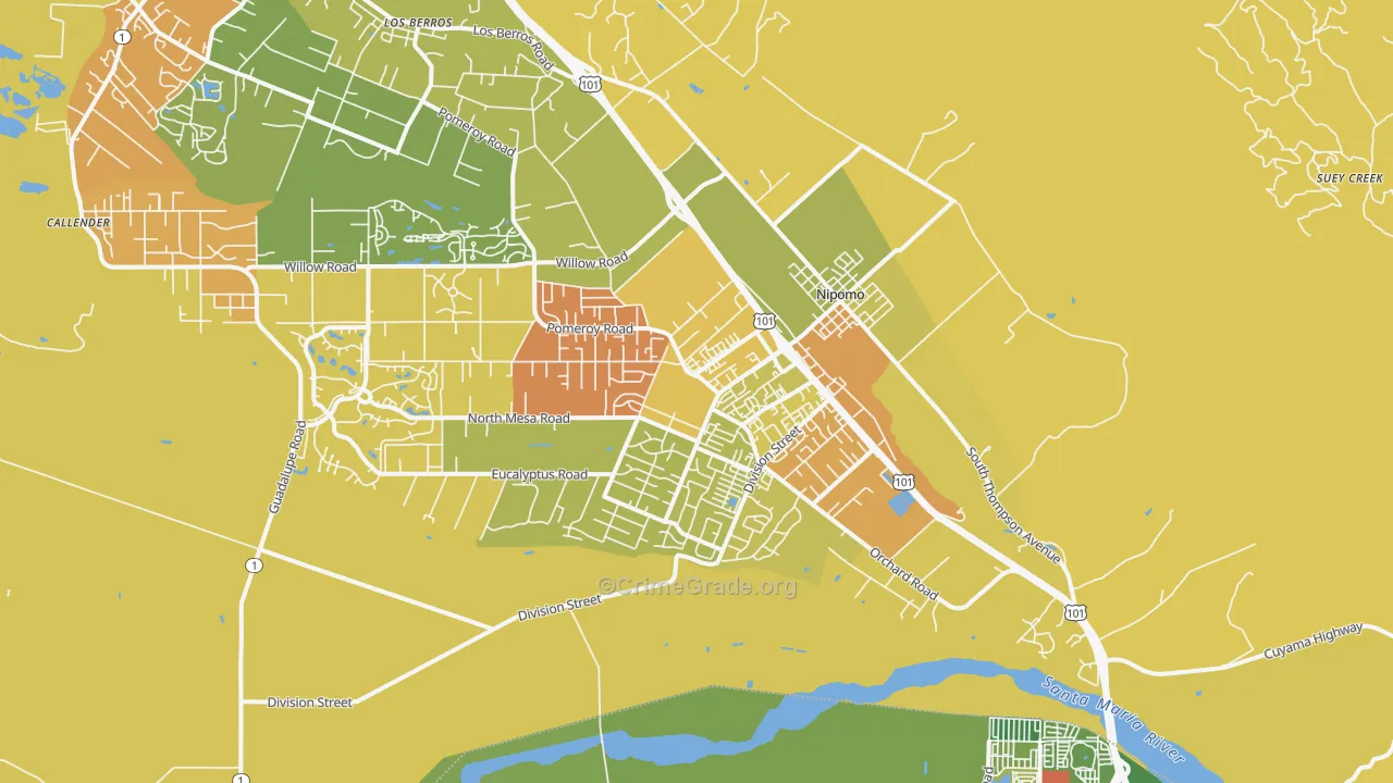 Nipomo, CA Map of Drug-Related Crime Rates