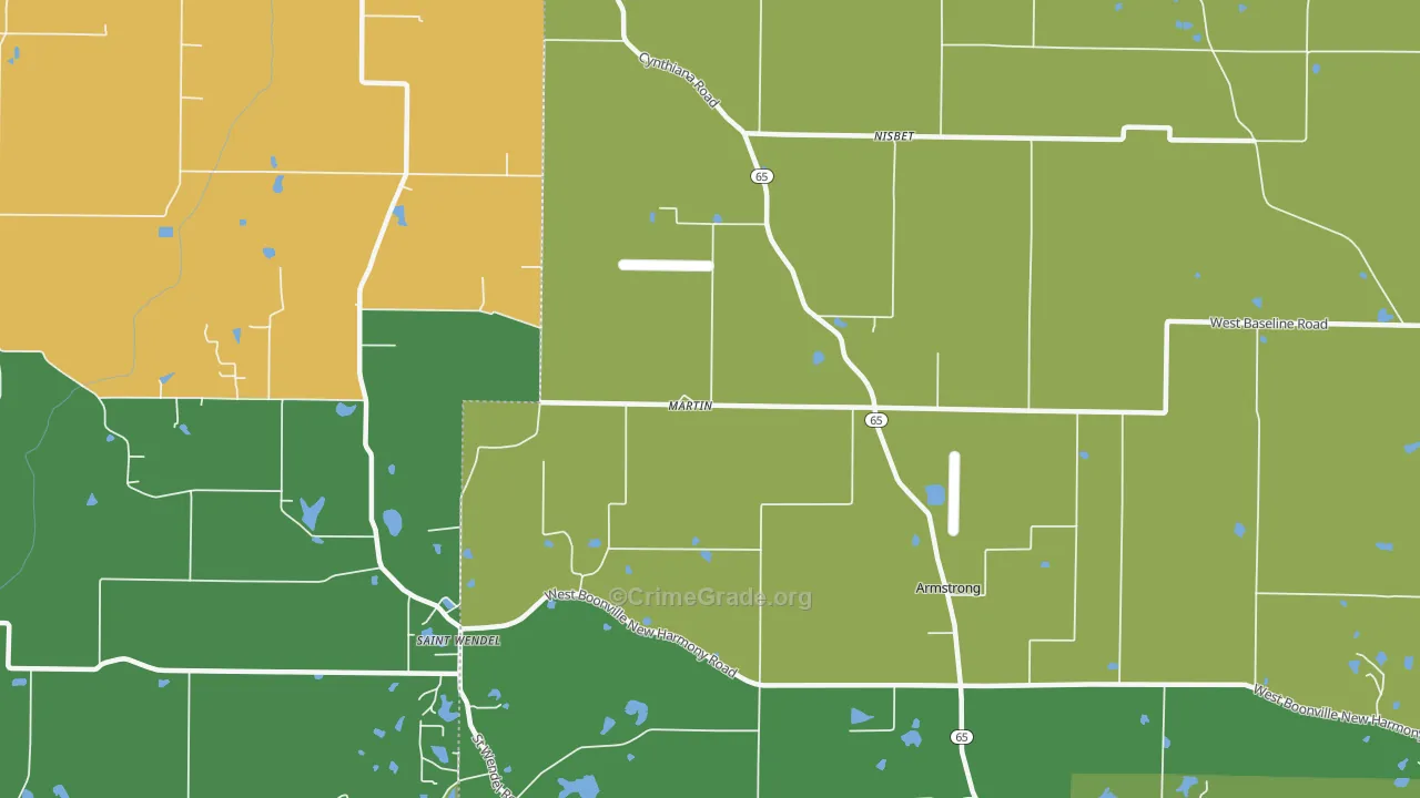 Nisbet, IN Map of Drug-Related Crime Rates