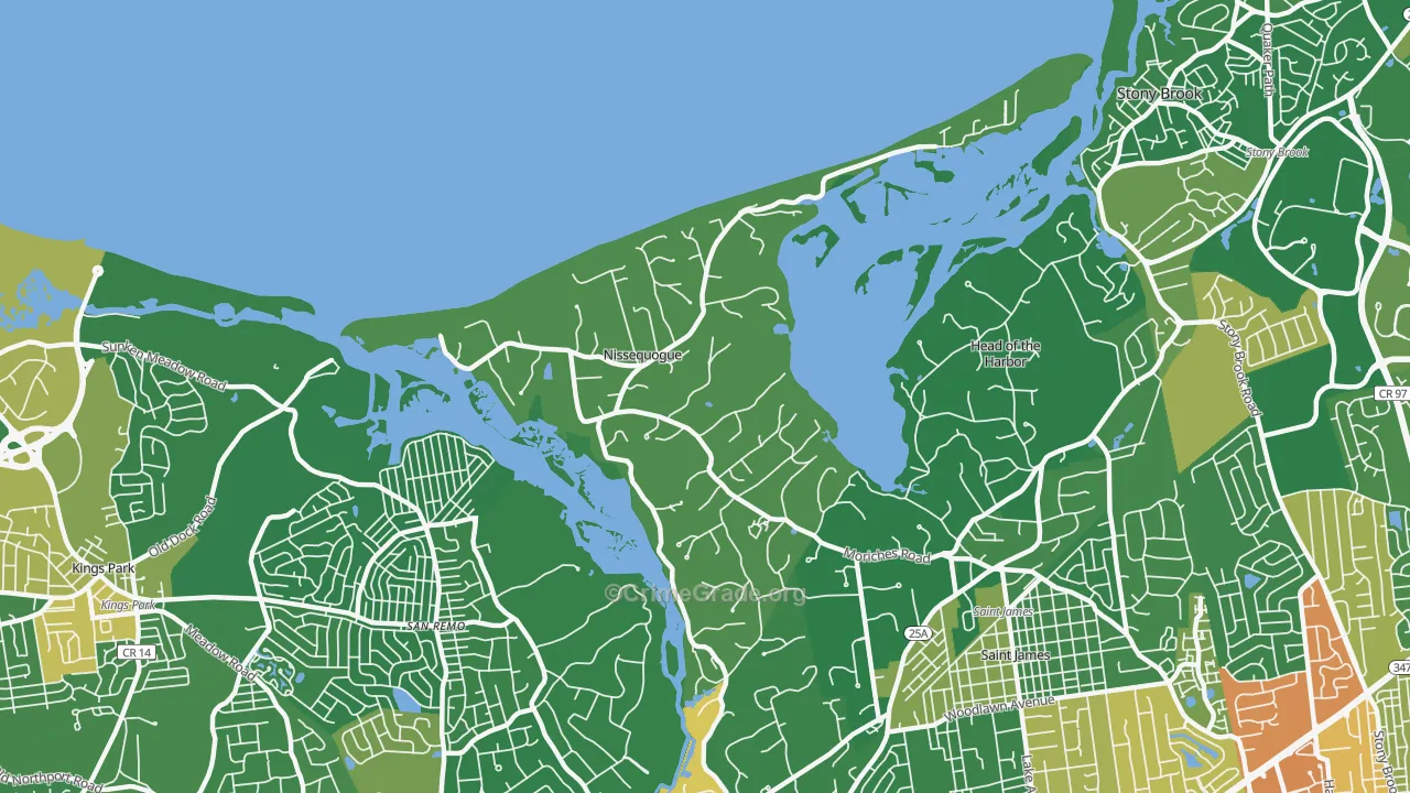 Nissequogue, NY Map of Drug-Related Crime Rates