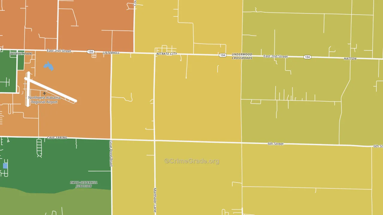 Nitrate City, AL Map of Drug-Related Crime Rates
