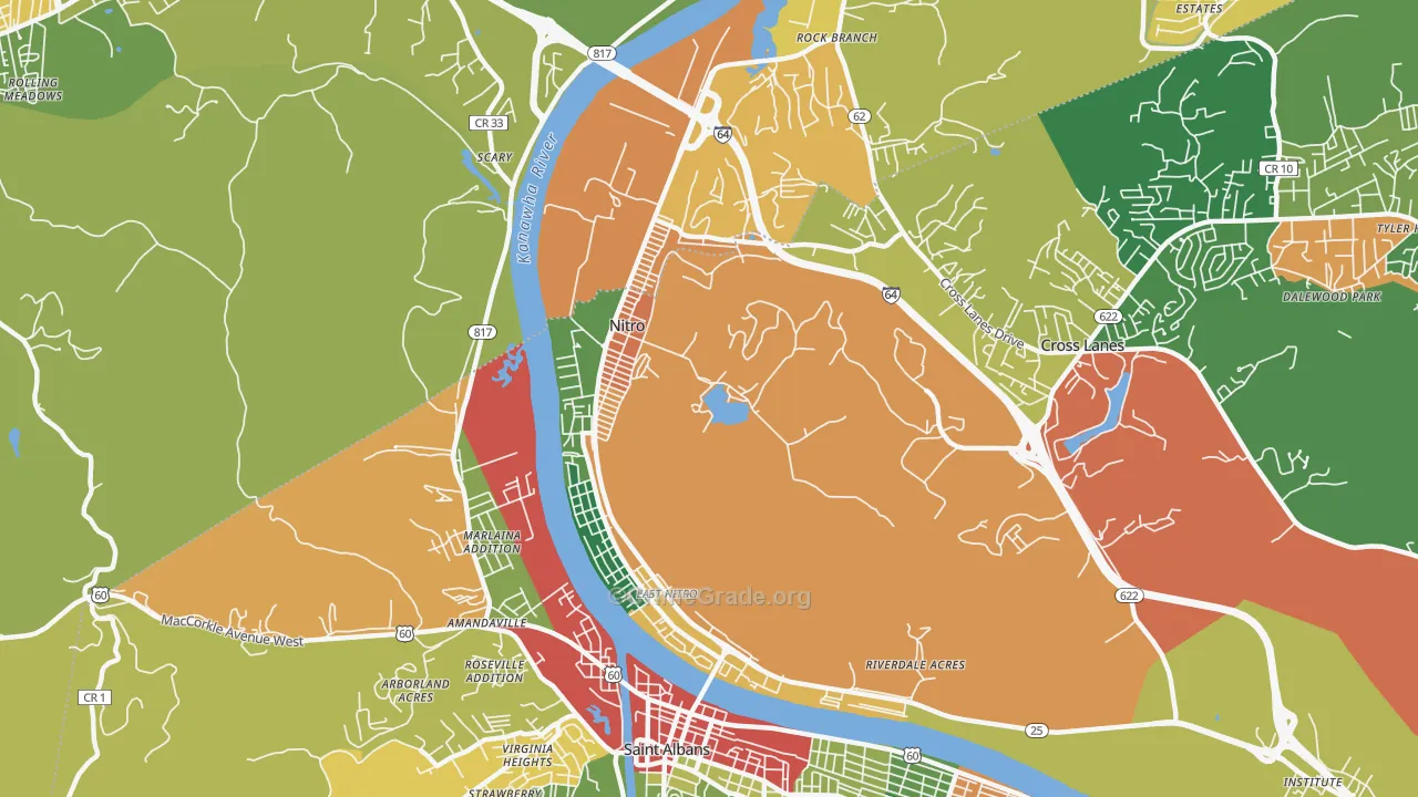 Nitro, WV Map of Drug-Related Crime Rates