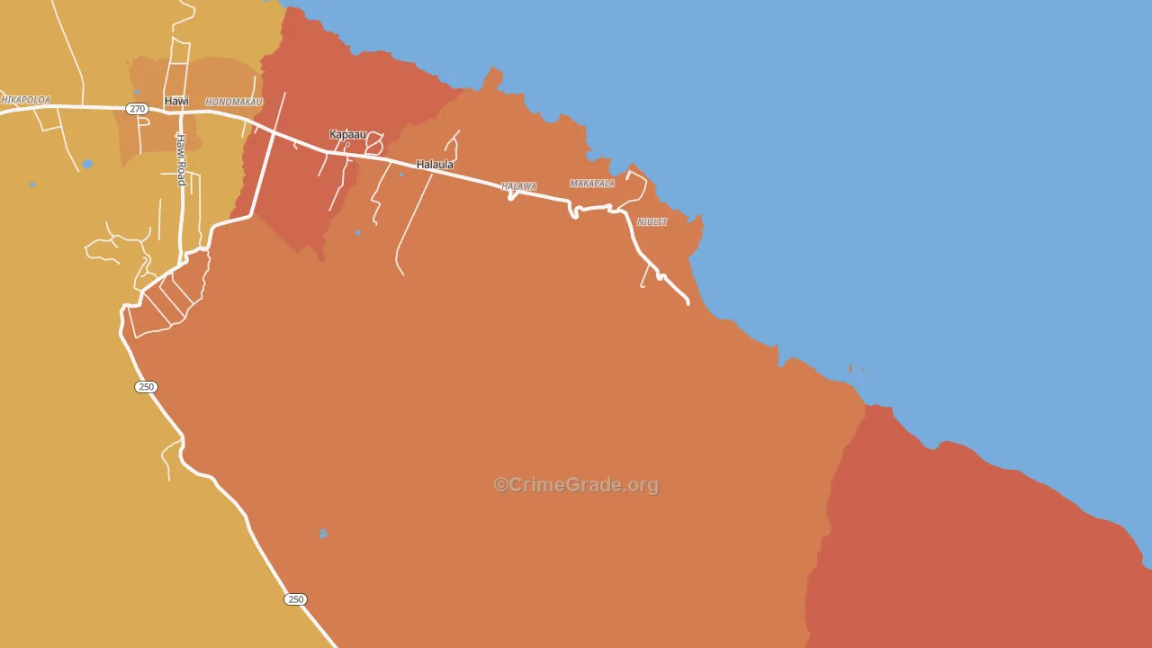 Niulii, HI Map of Drug-Related Crime Rates
