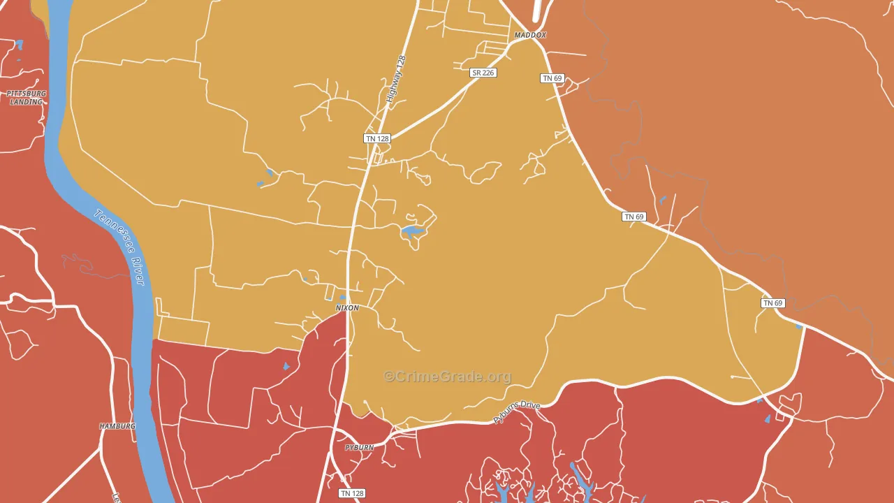 Nixon, TN Map of Drug-Related Crime Rates