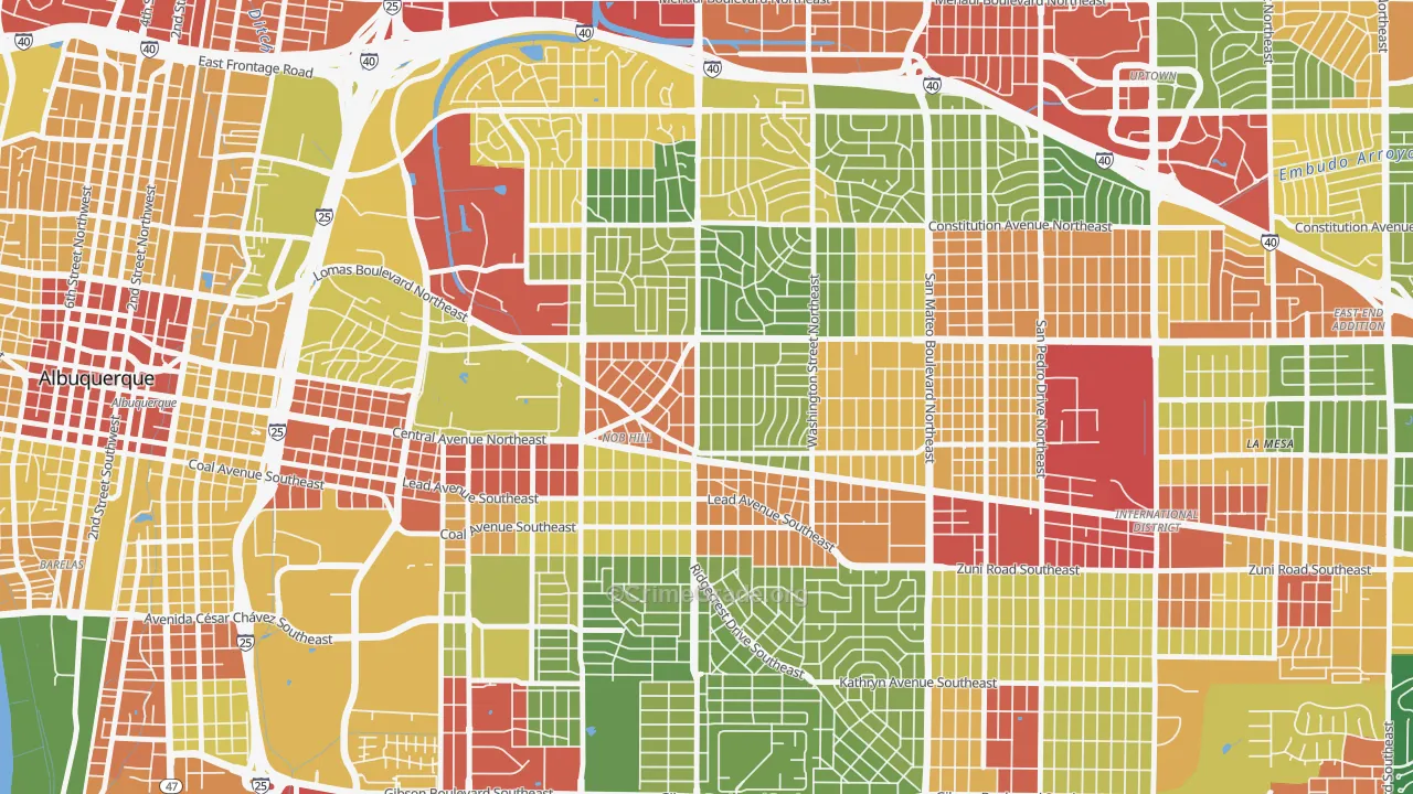 Nob Hill, Albuquerque, NM Map of Drug-Related Crime Rates