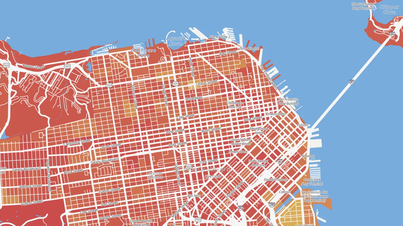 Nob Hill, San Francisco, CA Map of Drug-Related Crime Rates