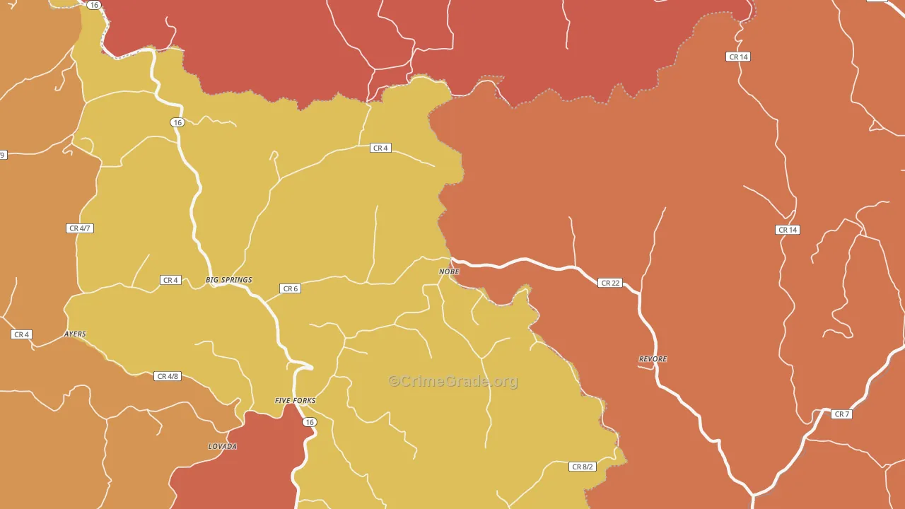 Nobe, WV Map of Drug-Related Crime Rates