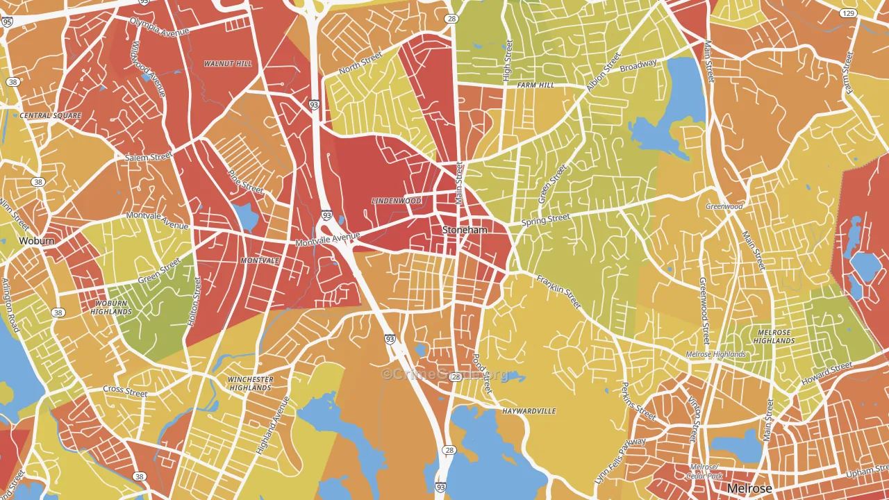 Nobility Hill Historic District, Stoneham, MA Map of Drug-Related Crime Rates