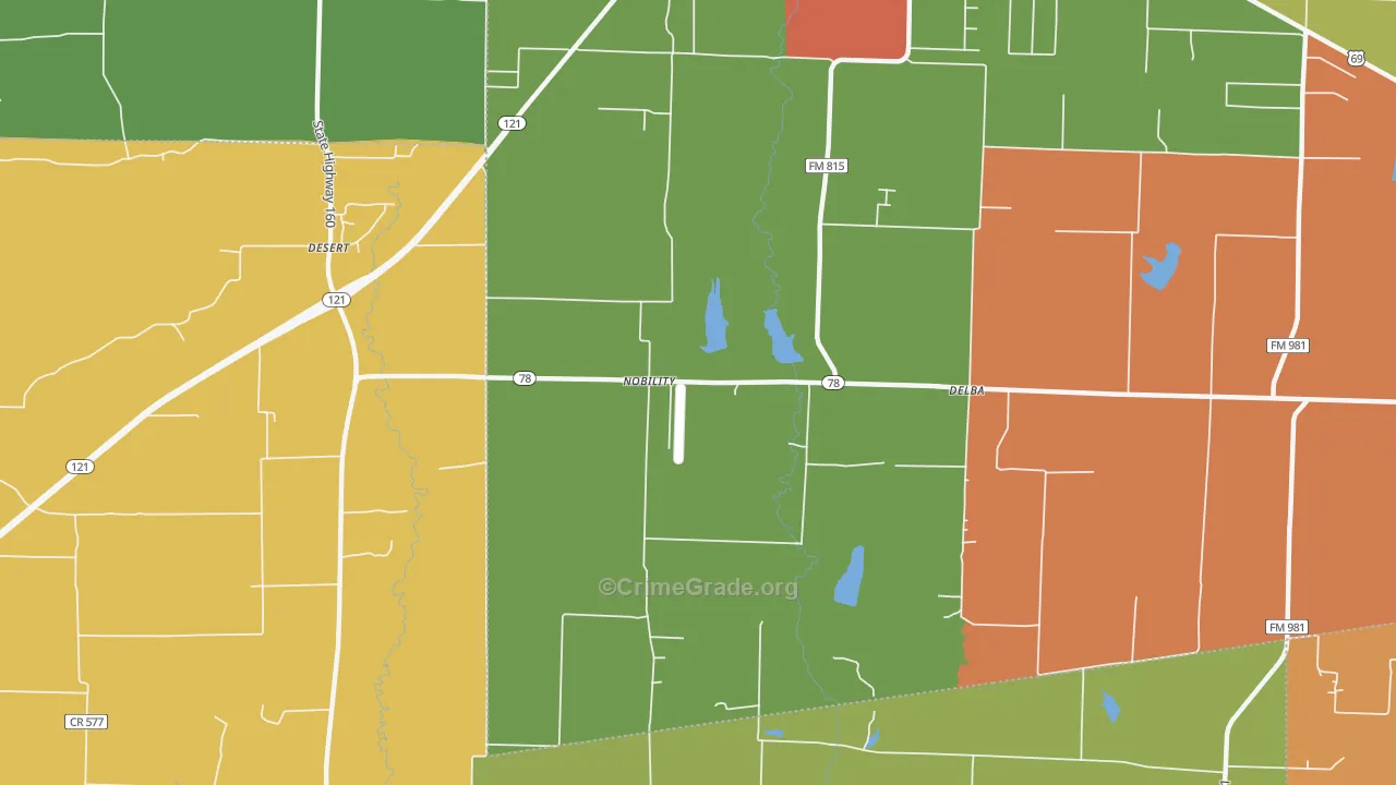 Nobility, TX Map of Drug-Related Crime Rates