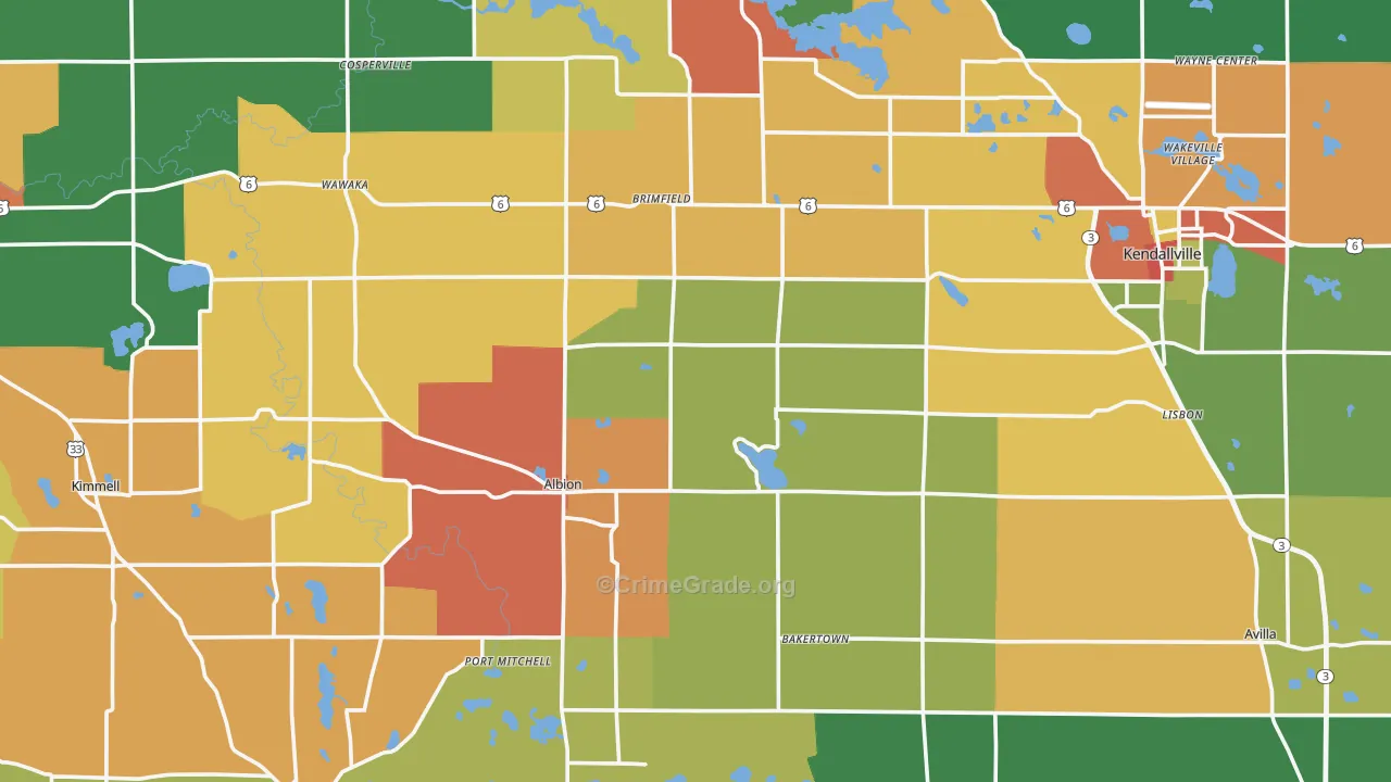 Noble County, IN Map of Drug-Related Crime Rates