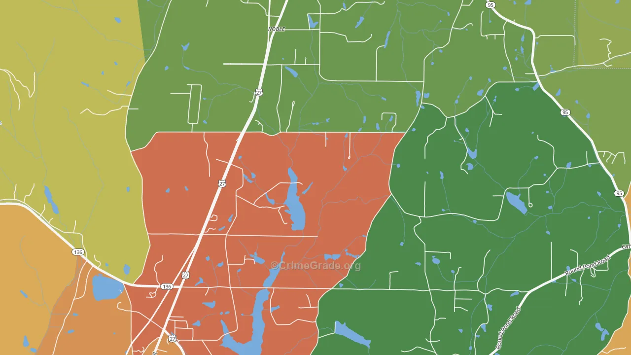 Noble, GA Map of Drug-Related Crime Rates
