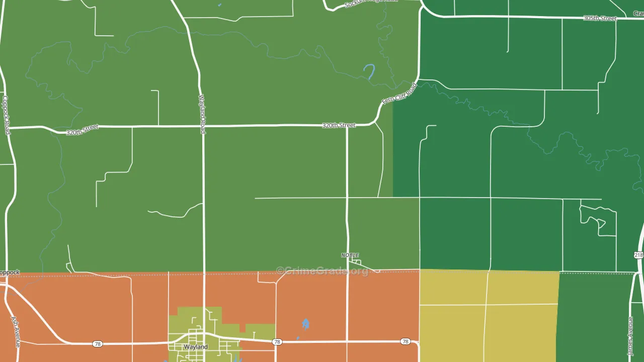 Noble, IA Map of Drug-Related Crime Rates