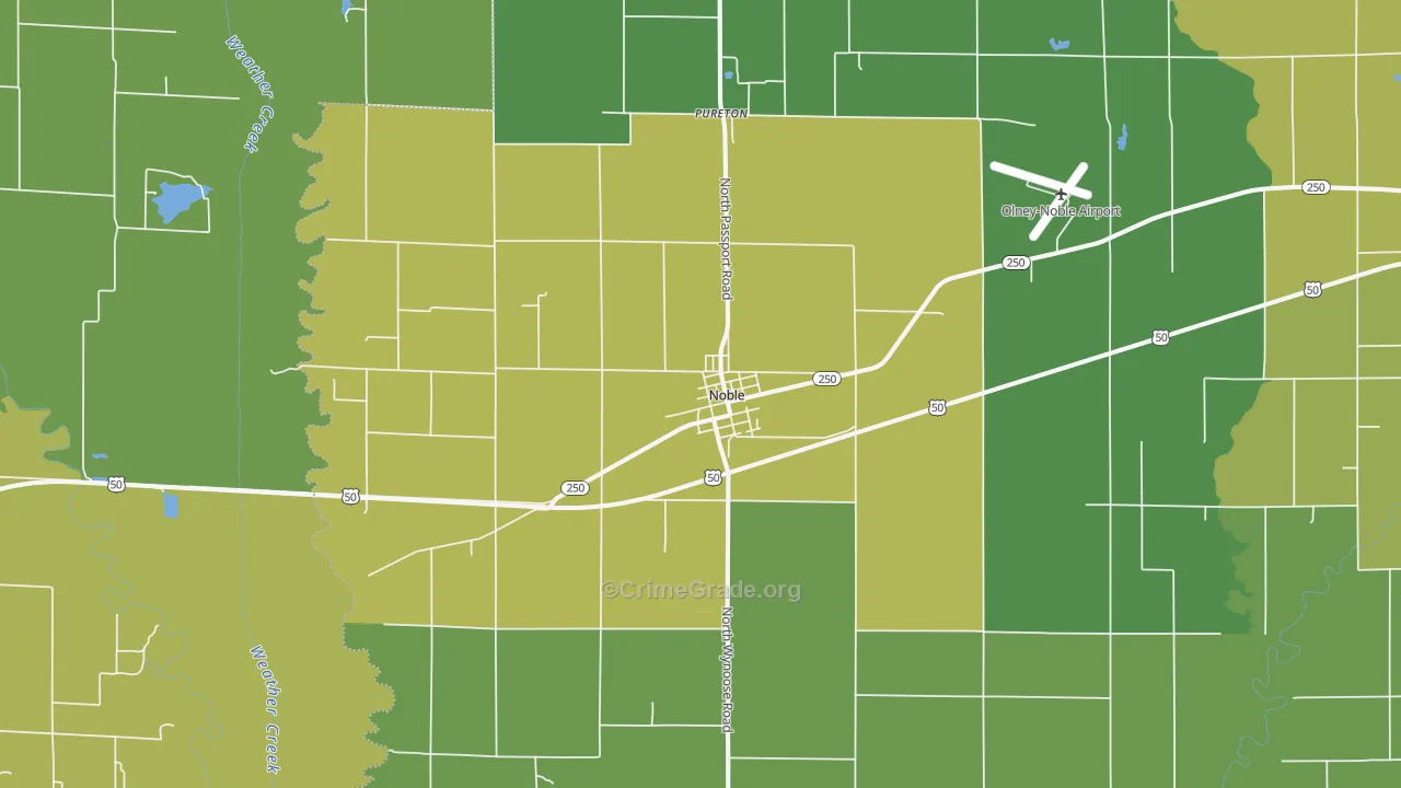 Noble, IL Map of Drug-Related Crime Rates