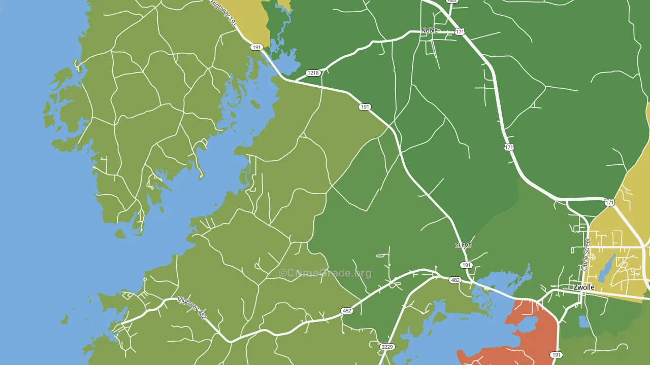 Noble, LA Map of Drug-Related Crime Rates