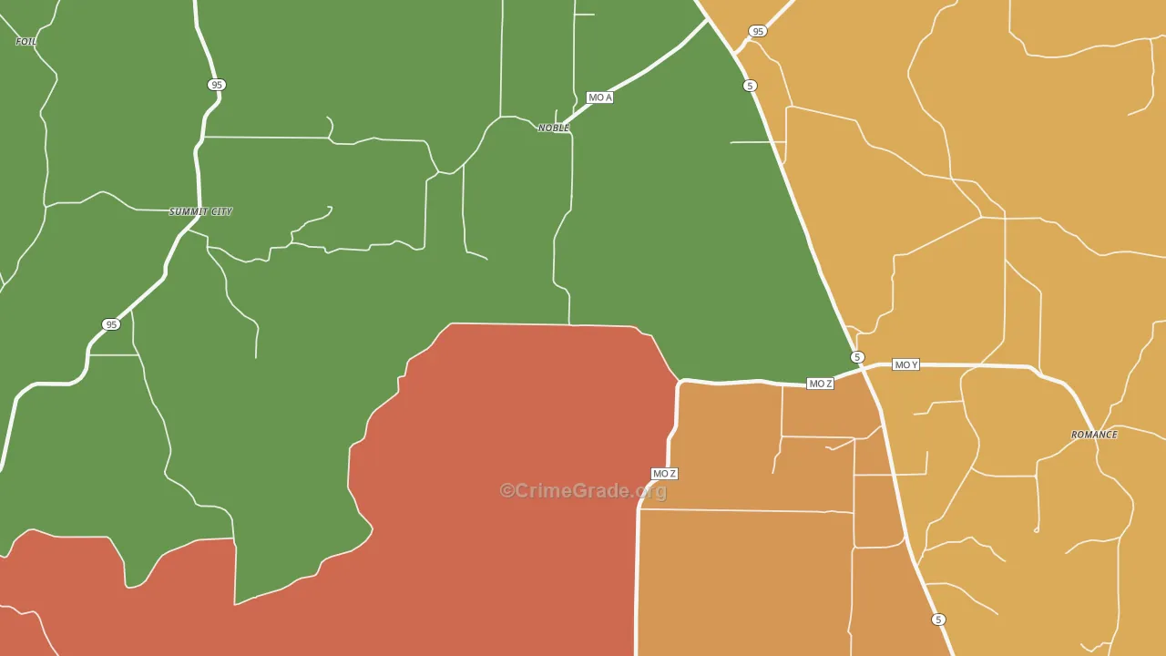 Noble, MO Map of Drug-Related Crime Rates