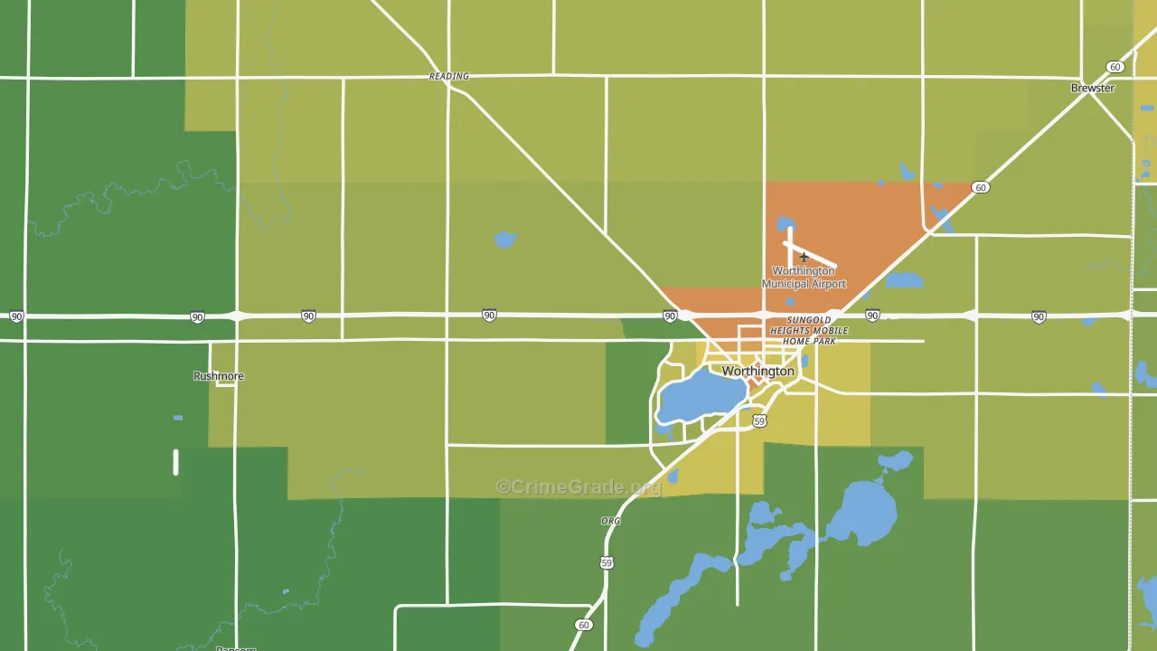 Nobles County, MN Map of Drug-Related Crime Rates