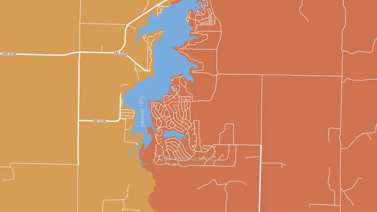 Nocona Hills, TX Map of Drug-Related Crime Rates