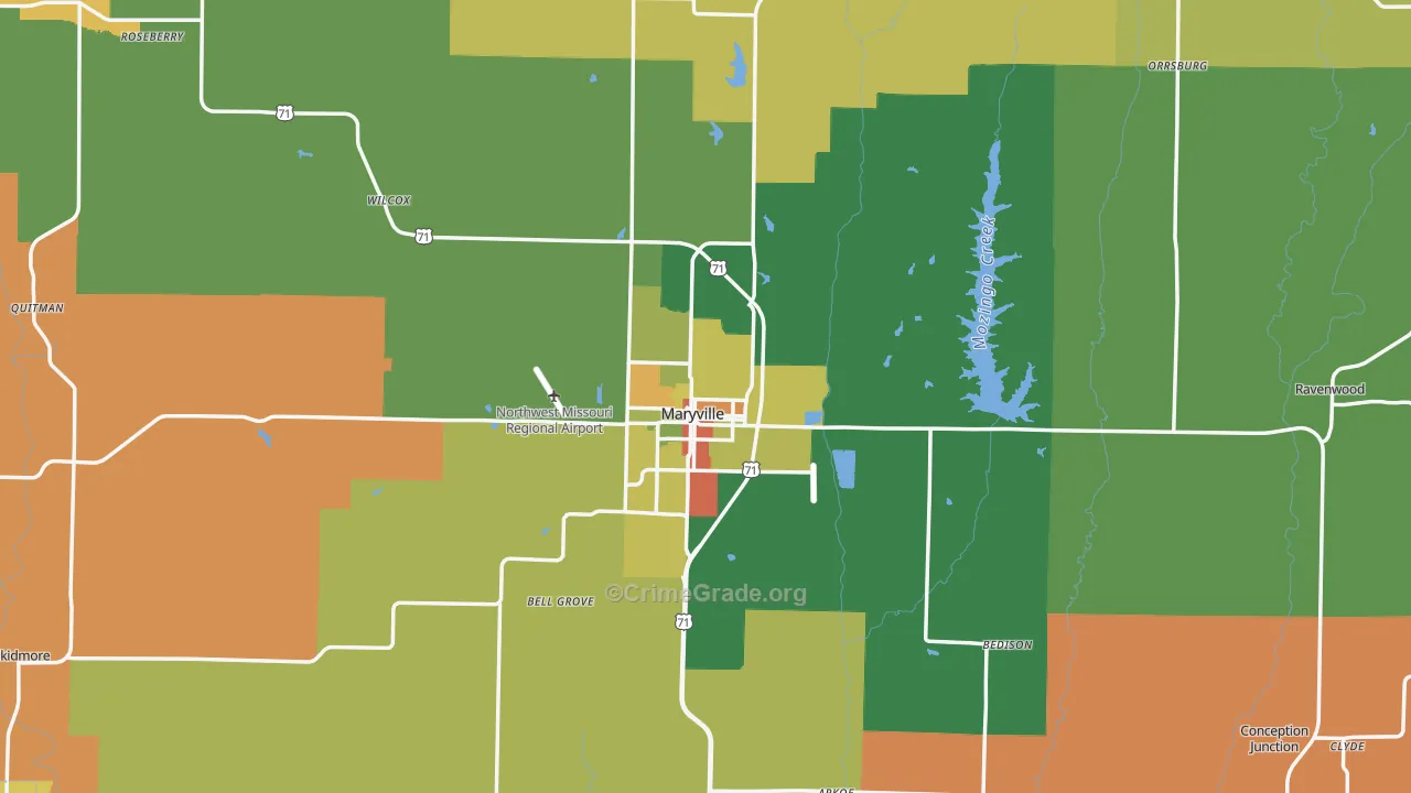Nodaway County, MO Map of Drug-Related Crime Rates