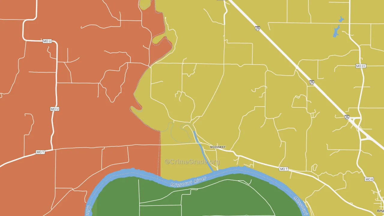 Nodaway, MO Map of Drug-Related Crime Rates