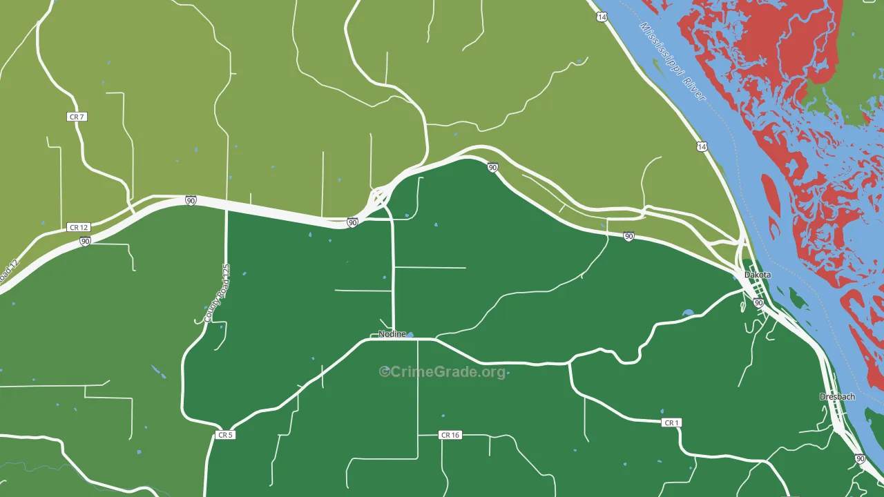 Nodine, MN Map of Drug-Related Crime Rates