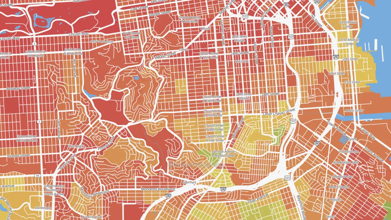 Noe Valley, San Francisco, CA Map of Drug-Related Crime Rates