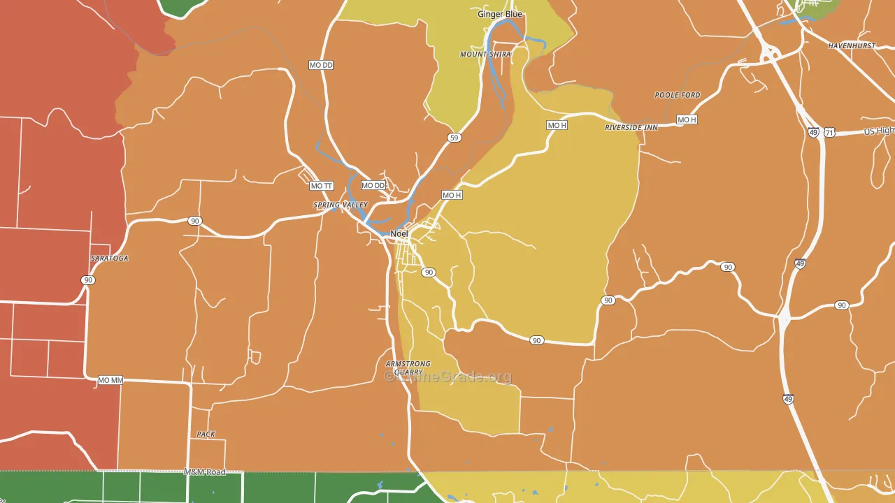 Noel, MO Map of Drug-Related Crime Rates