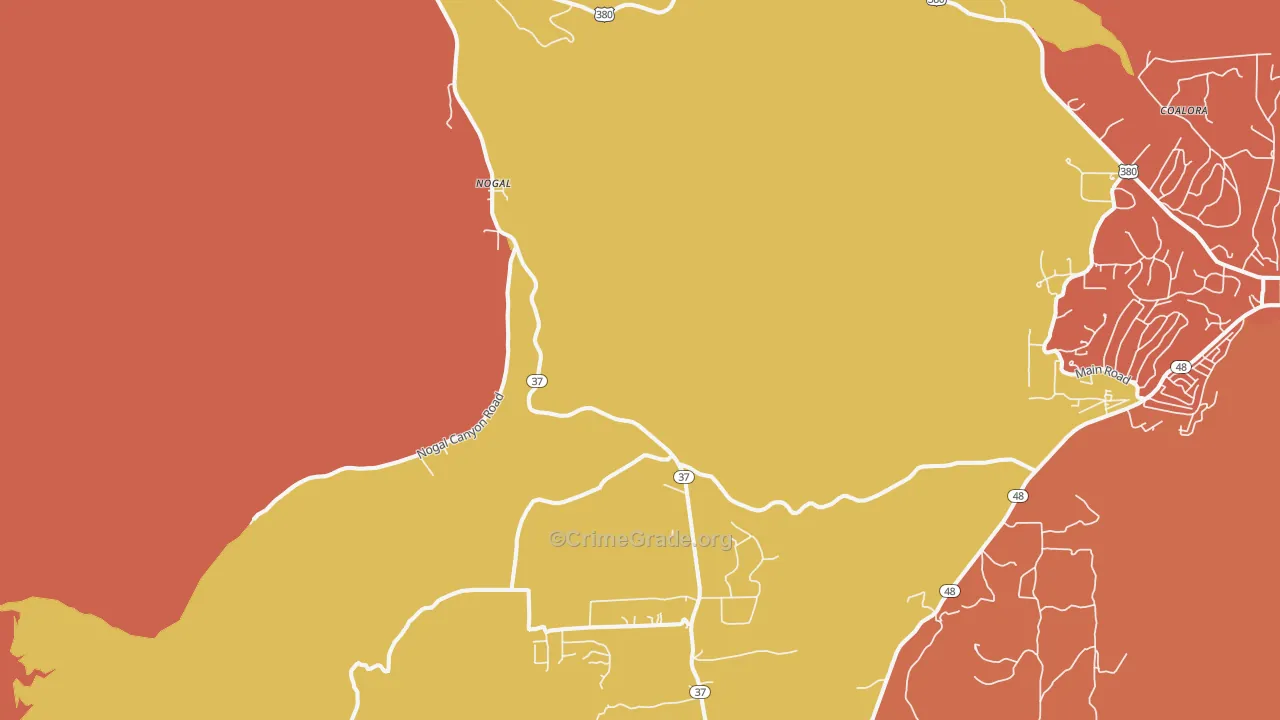 Nogal, NM Map of Drug-Related Crime Rates