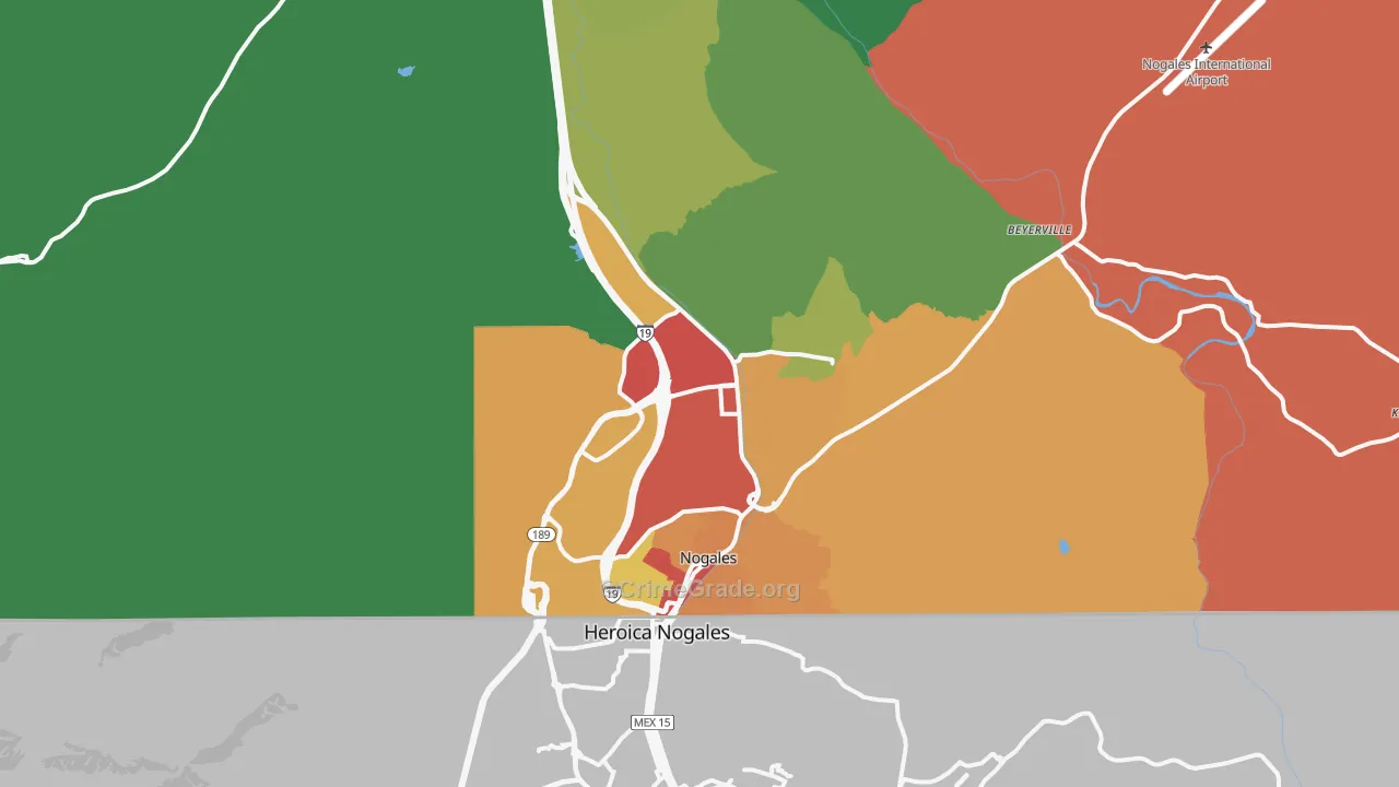 Nogales, AZ Map of Drug-Related Crime Rates