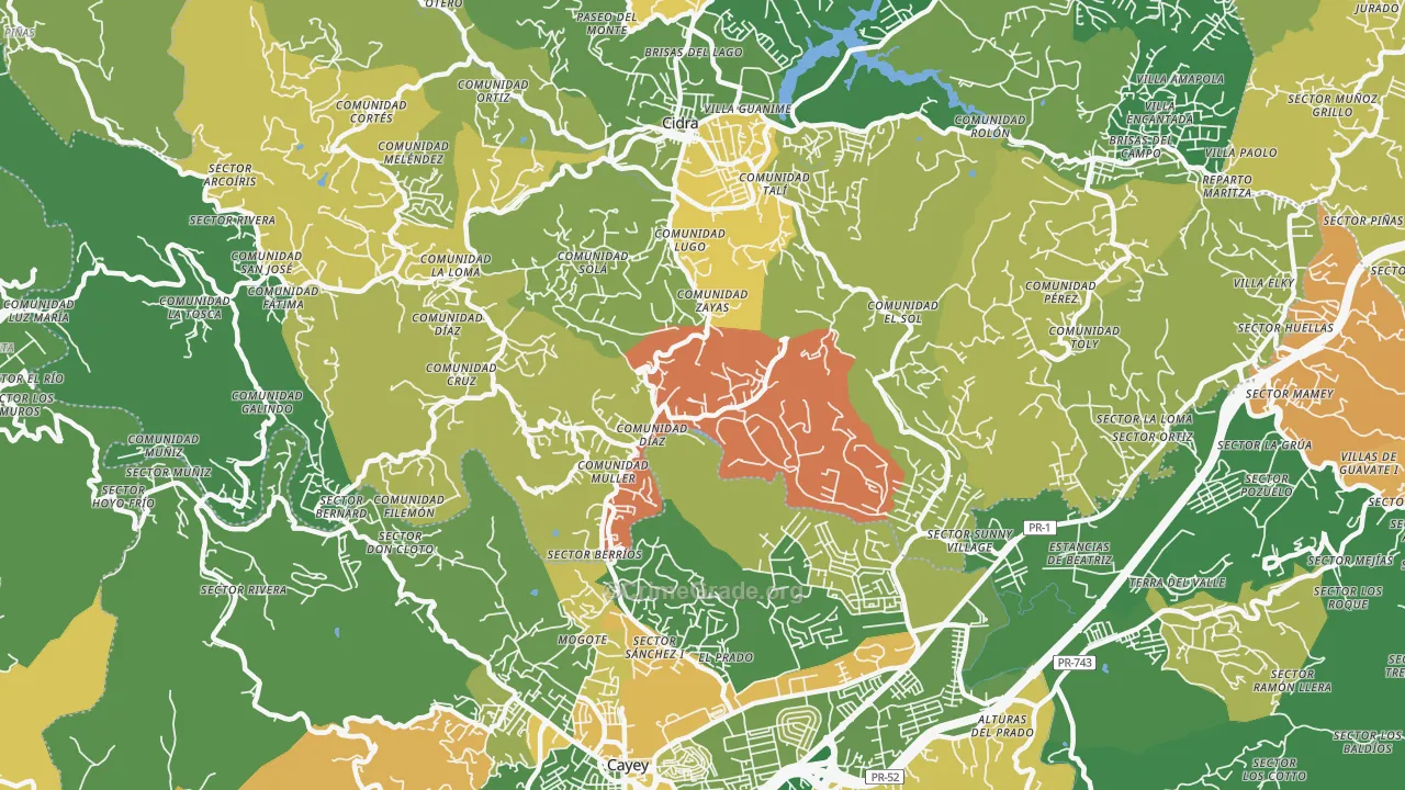 Nogueras, PR Map of Drug-Related Crime Rates
