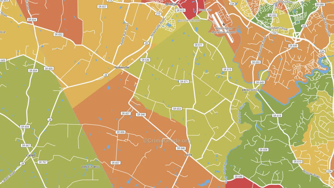 Nokesville, VA Map of Drug-Related Crime Rates
