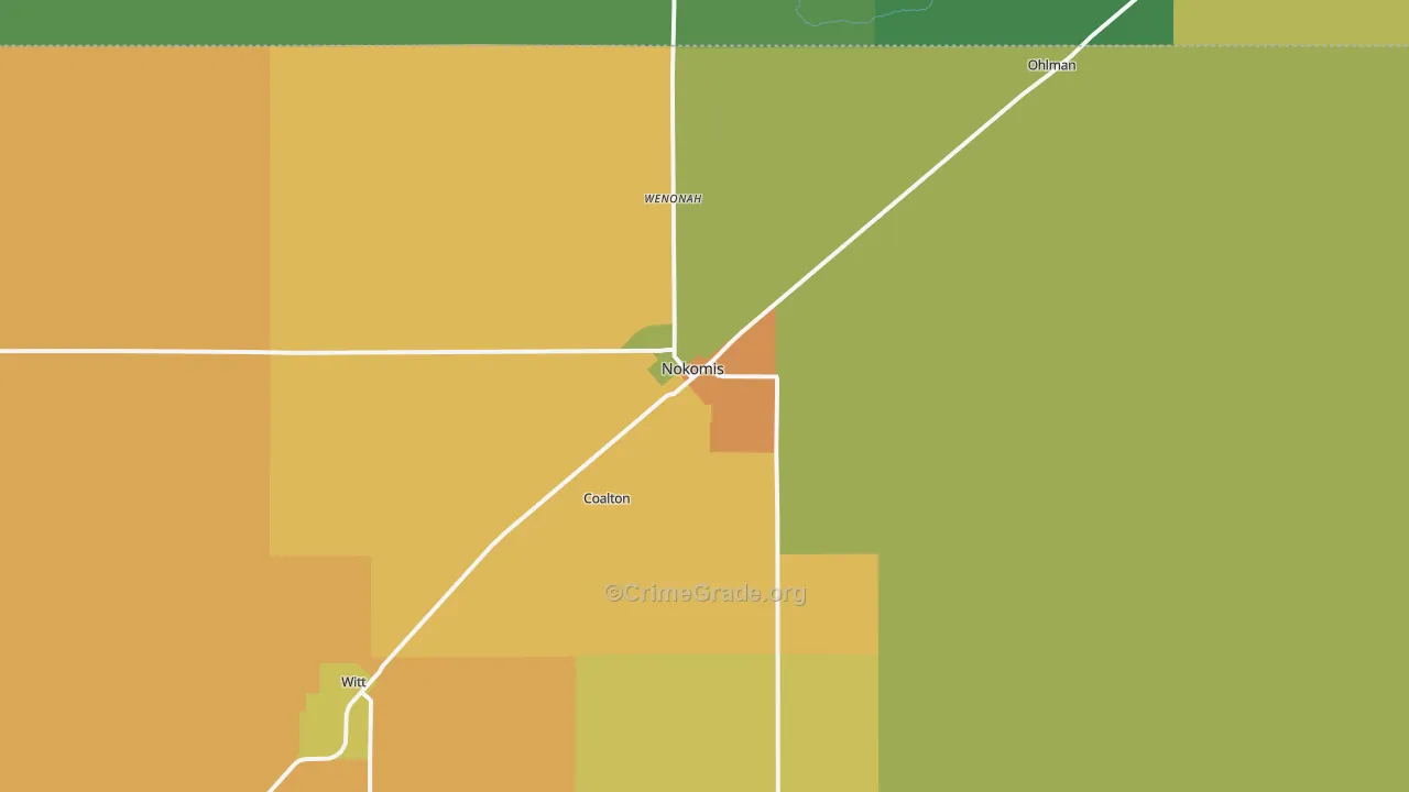 Nokomis, IL Map of Drug-Related Crime Rates