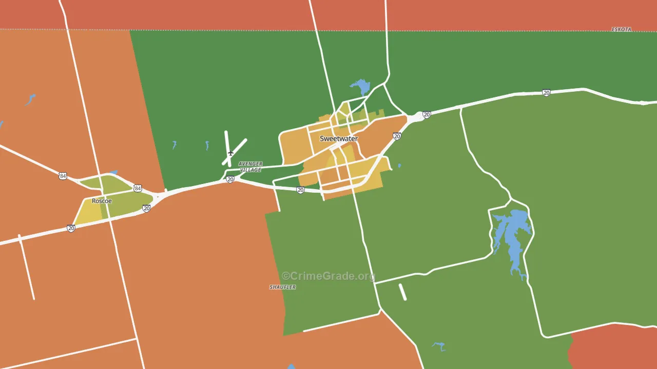 Nolan County, TX Map of Drug-Related Crime Rates