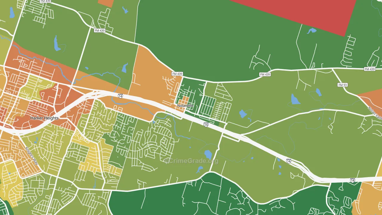 Nolanville, TX Map of Drug-Related Crime Rates